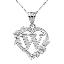 Load image into Gallery viewer, Alphabet Initial Heart Pendant for Women in Sterling Silver