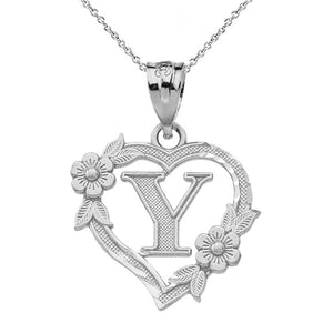 Alphabet Initial Heart Pendant for Women in Sterling Silver